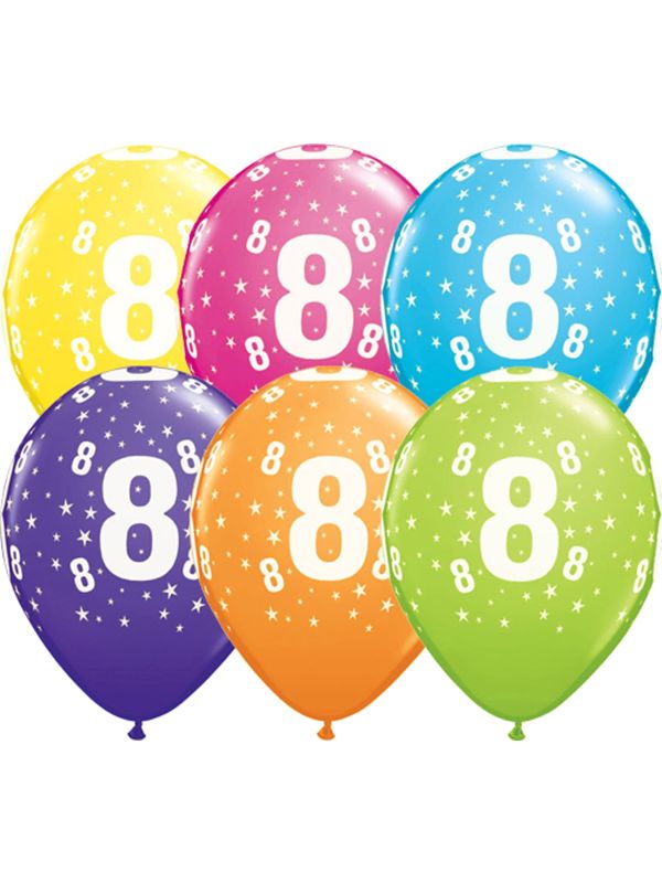Meerkleurige 8 jaar ballonnen 25 stuks main product photo
