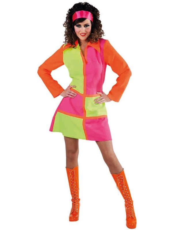 Meerkleurige jurk 60s vrouwen main product photo