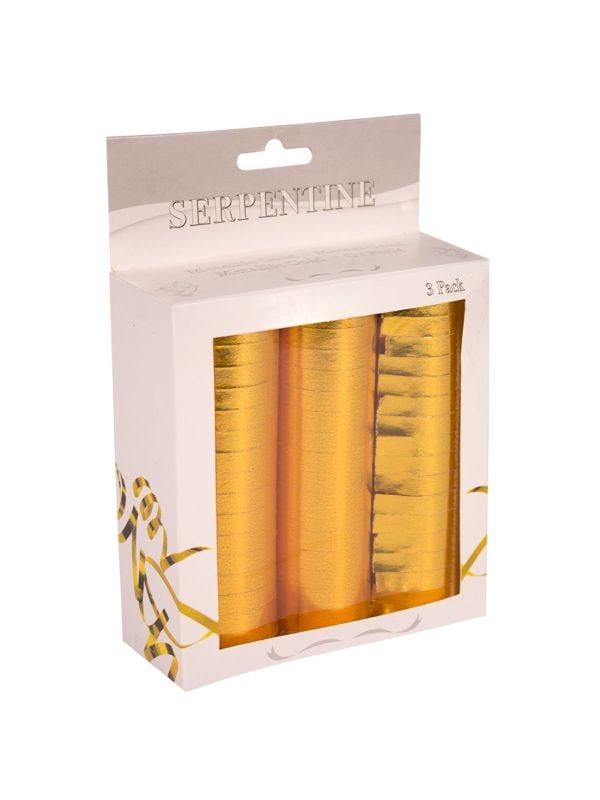 Metallic gouden serpentine rollen 3 stuks