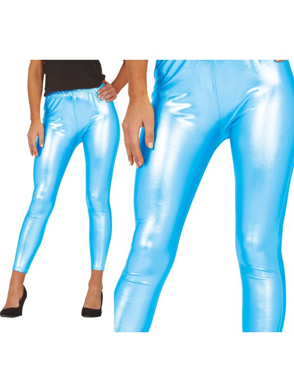 Metallic lichtblauwe legging dames main product photo