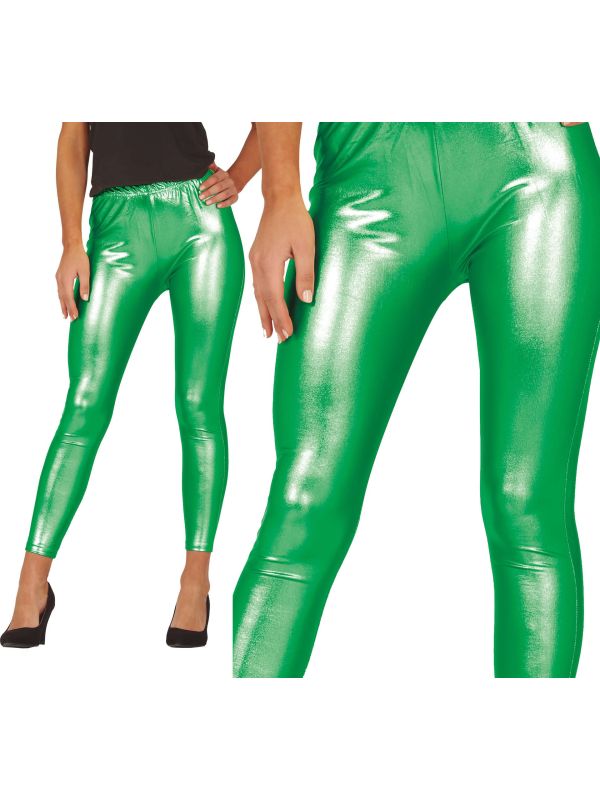 Metallic lichtgroene legging dames main product photo