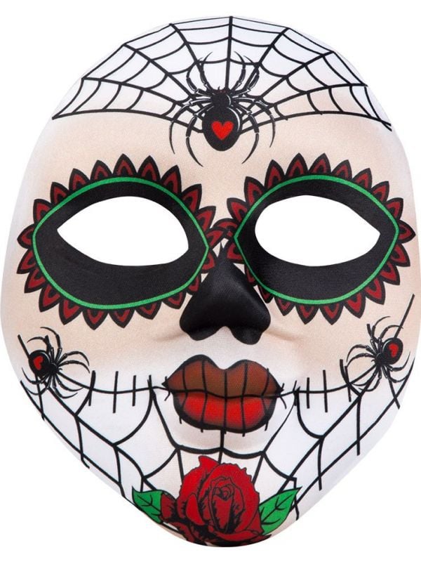 Mexicaanse schedel masker met spinnen