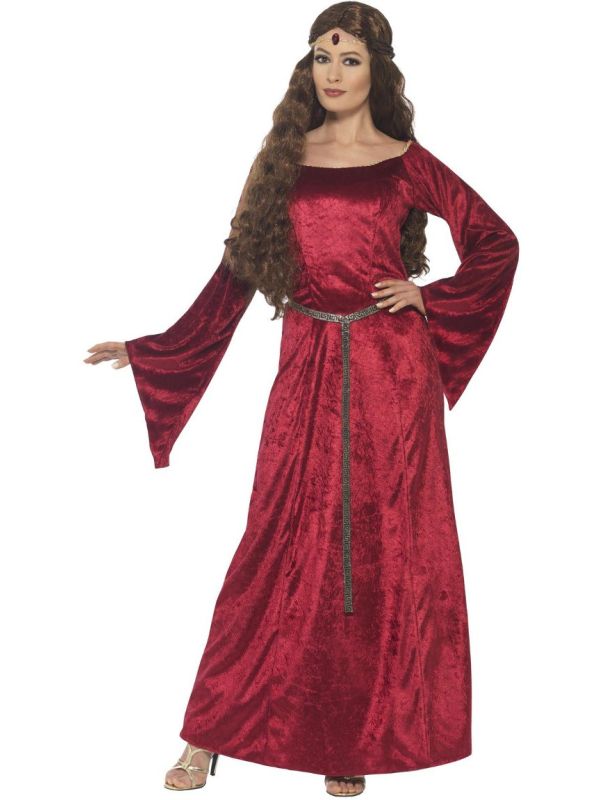 Middeleeuwse dames jurk rood main product photo