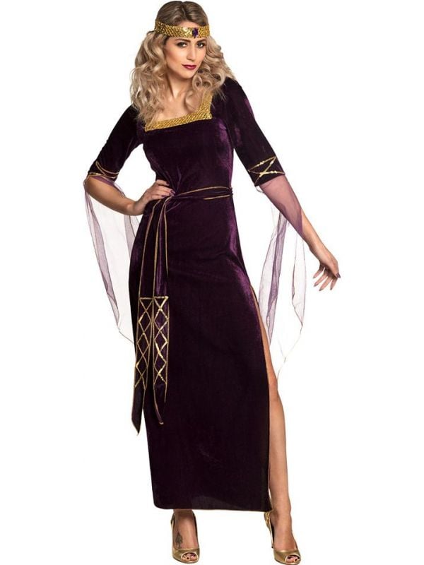 Middeleeuwse jonkvrouw jurk paars