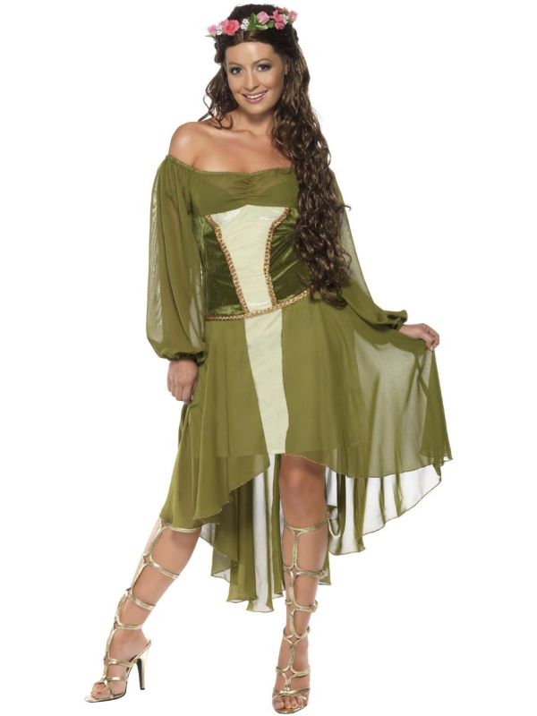 Middeleeuwse meiden jurk groen main product photo