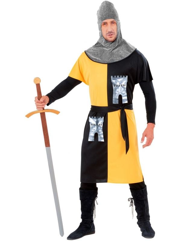 Middeleeuwse ridder kostuum heren geel