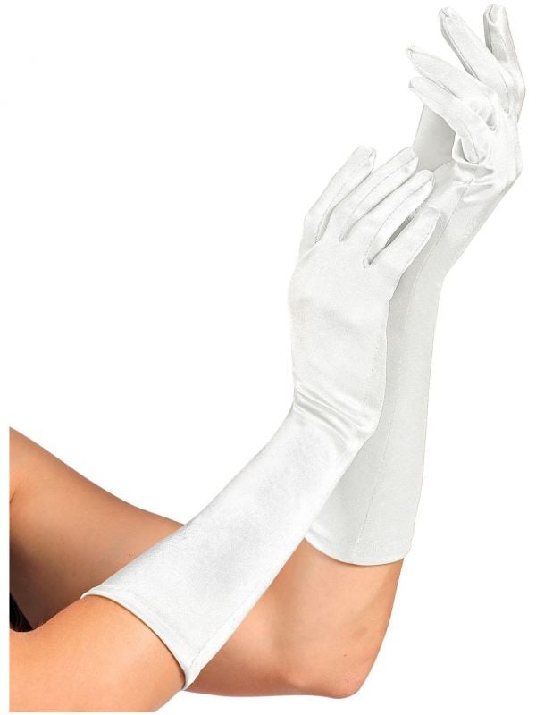 Middellange satijnen handschoenen wit