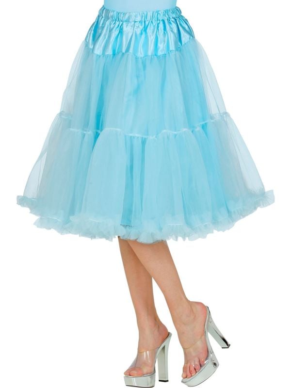 Midi tule azuurblauw petticoat