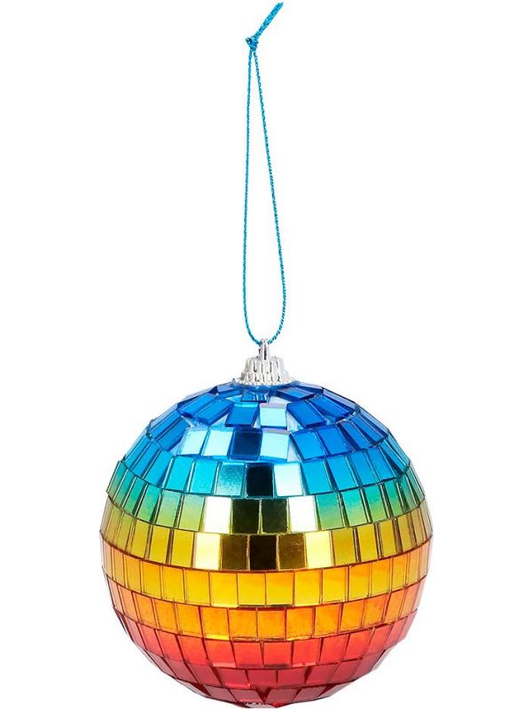 Mini regenboogkleurige discoballen 6 stuks