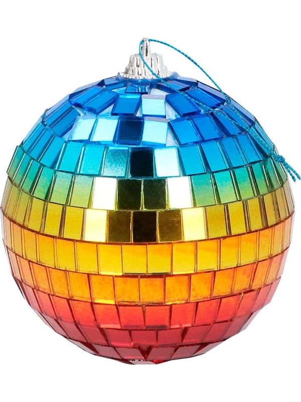 Mini regenboogkleurige discoballen 6 stuks