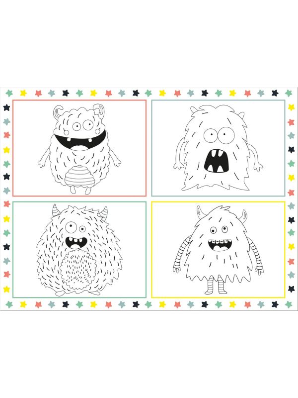 Monsters kleurplaat placemats