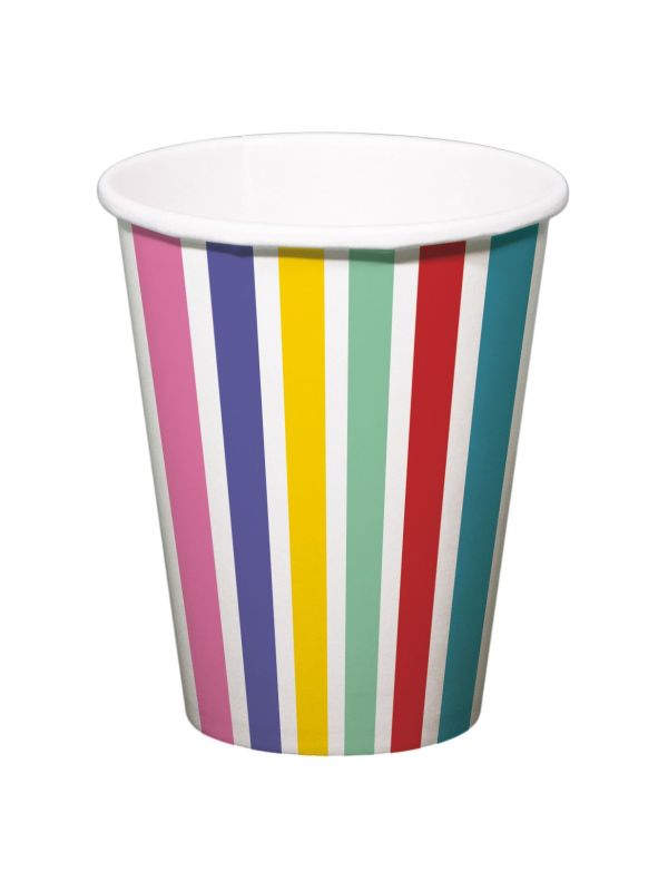 Multicolorstreep pop wegwerp bekers main product photo