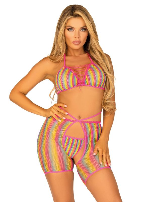 Multikleur lingerieset met bikerchaps dames main product photo