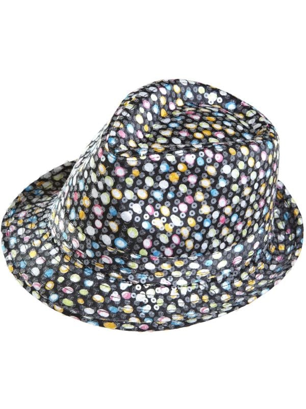 Multikleurige pailletten fedora