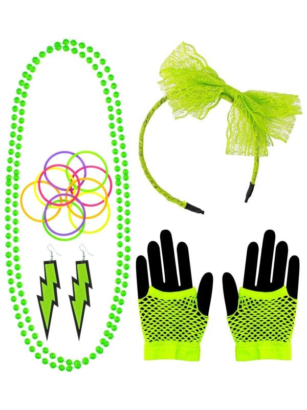 Neon accessoire set 80s groen