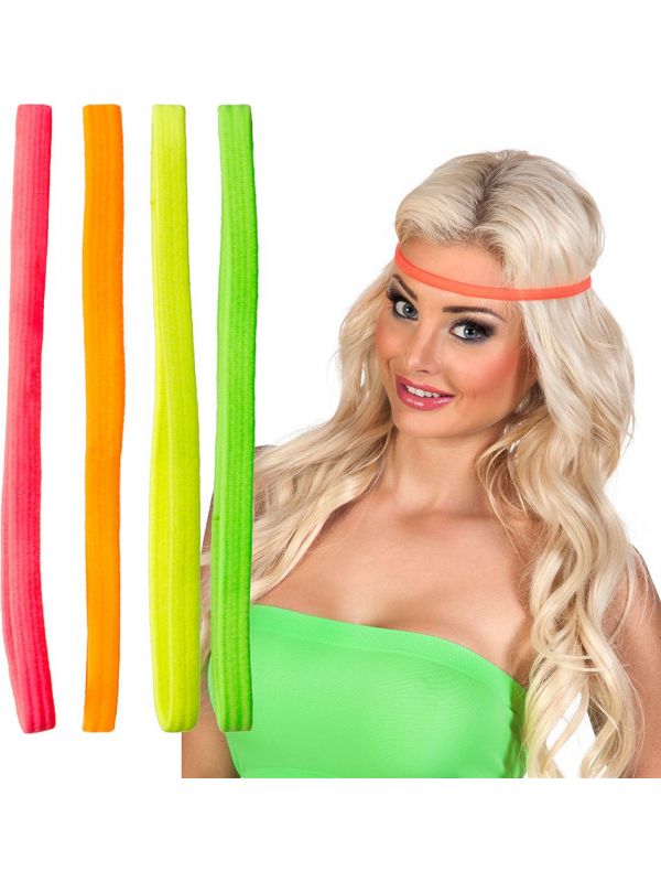 Neon elastiek haarbandjes 4x