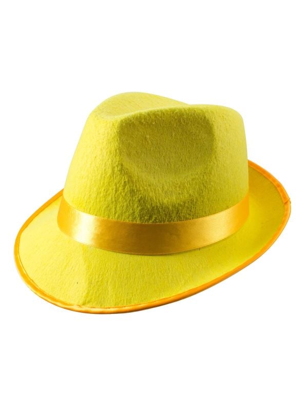 Neon gele trilby hoed