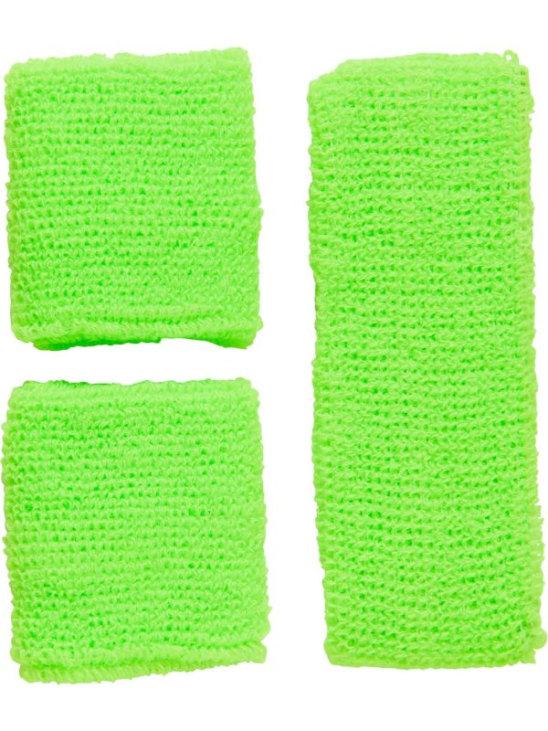 Neon groene zweetbandjes set