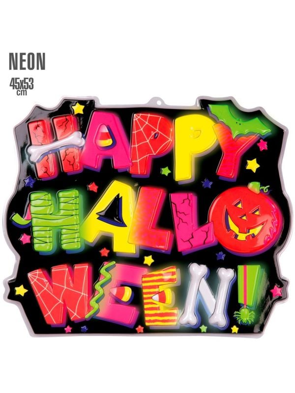 Neon happy halloween bord