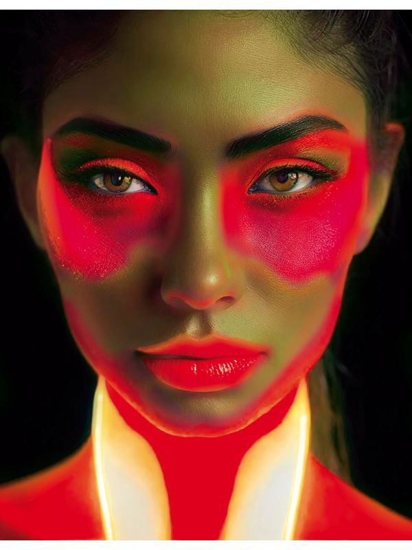 Neon make-up rood