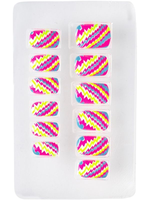 Neon nagels gestreept