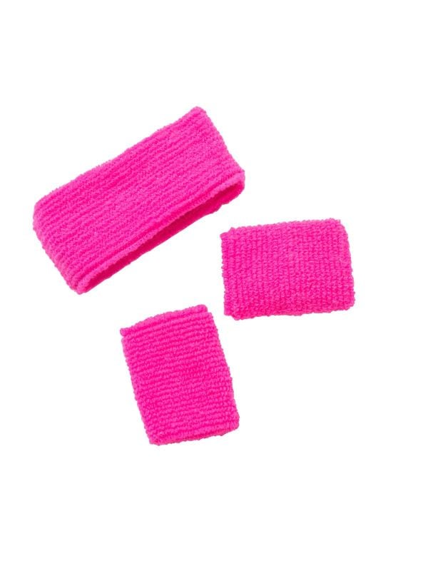 Neon party zweetbandjes roze