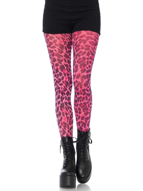 Neon roze luipaard print panty
