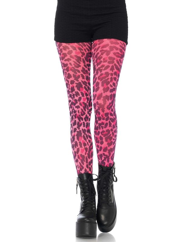 Neon roze luipaard print panty main product photo