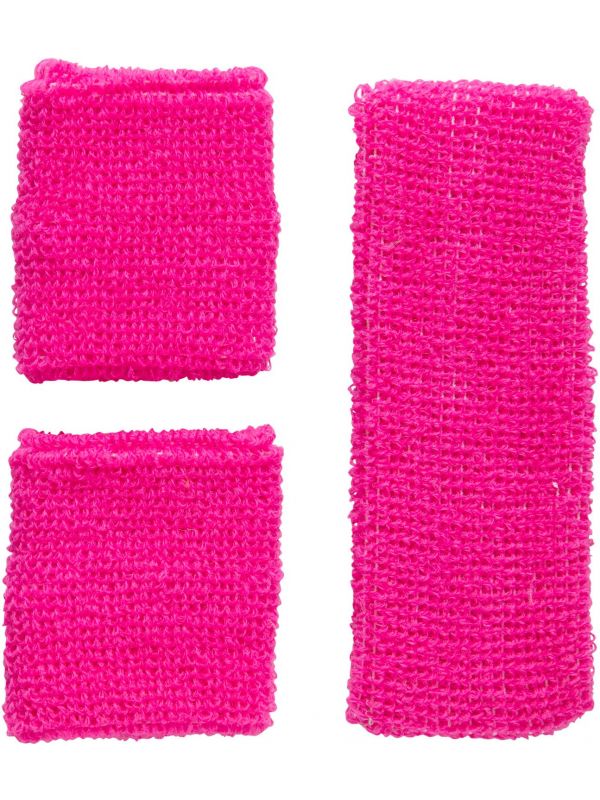 Neon roze zweetbandjes set