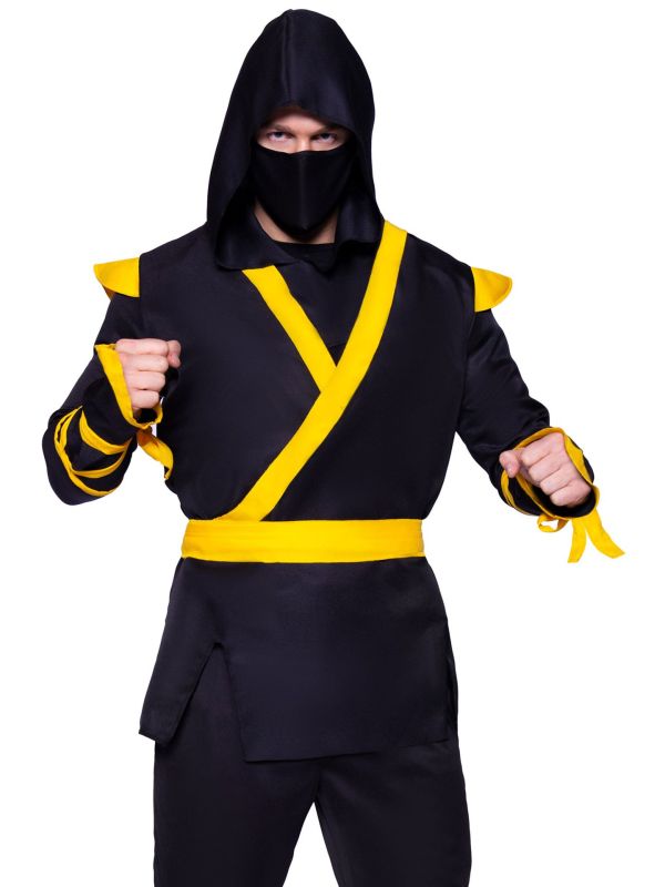 Ninja kostuum zwart geel mannen main product photo