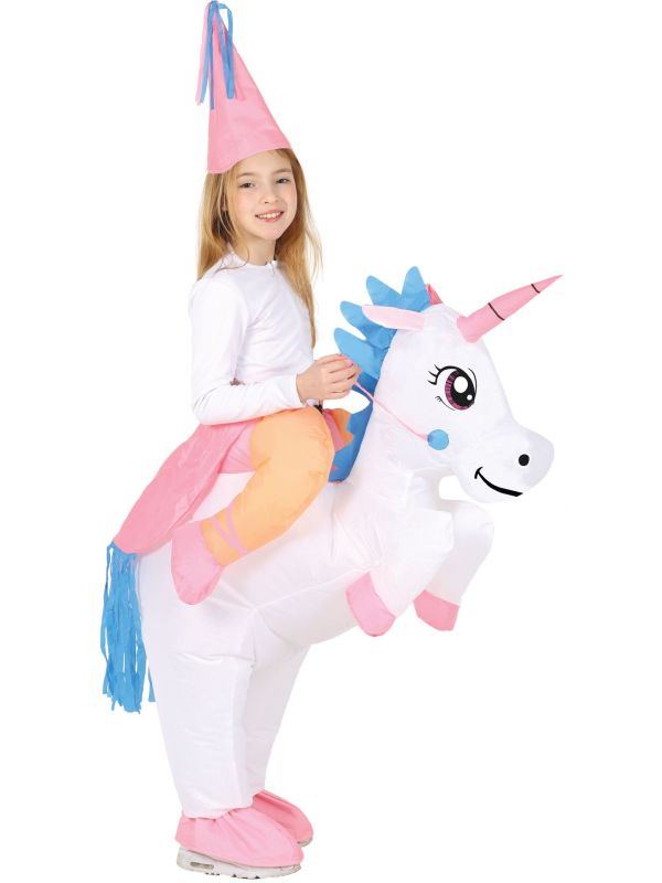 Opblaasbare unicorn kostuum kind