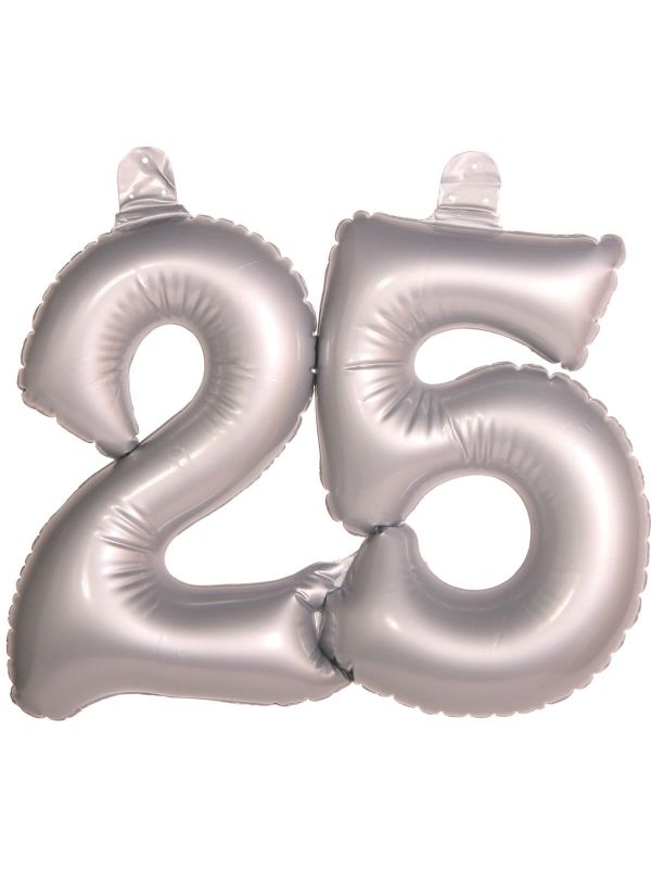 Opblaascijfer zilver 25 jubileum verjaardag