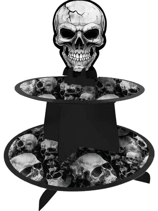Opdienschaal met tredes schedels 40 x 30 cm halloween main product photo