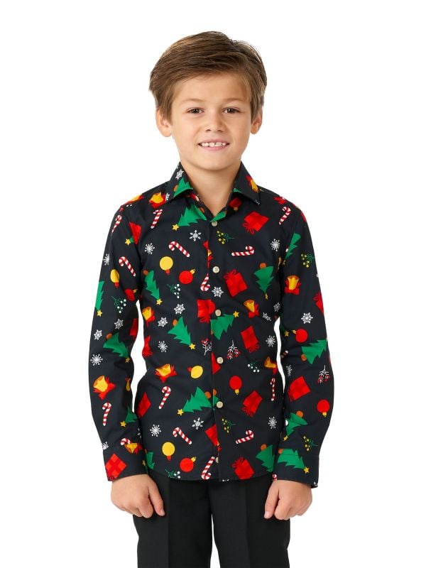 Opposuits Christmas Icons blouse jongens zwart