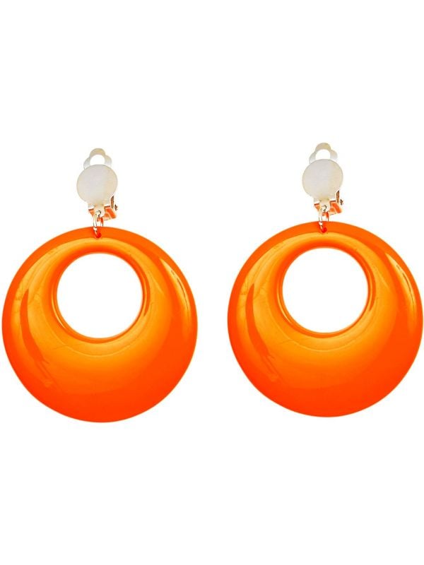 Oranje 80s ring oorbellen