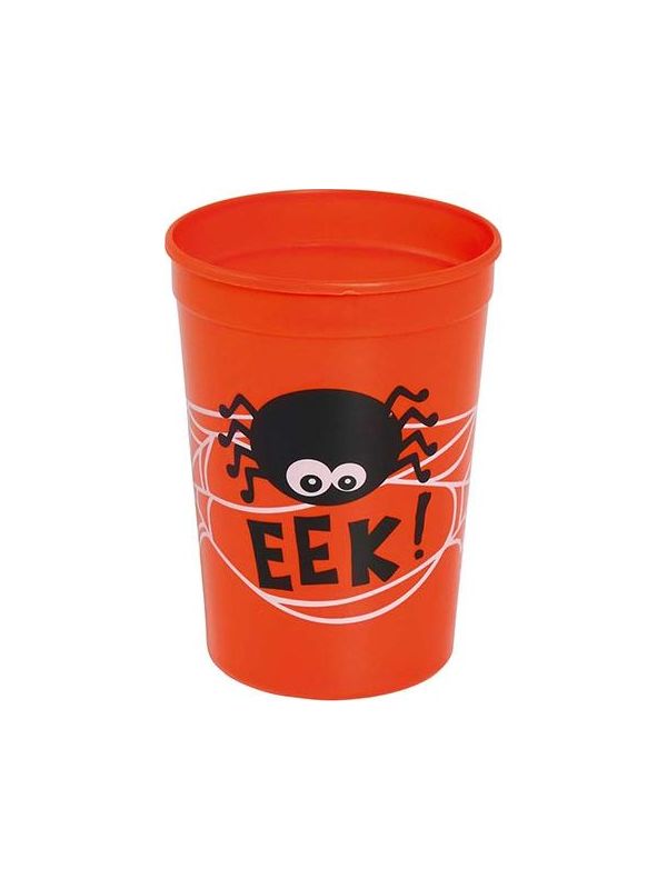 Oranje beker met spin 11 cm halloween main product photo
