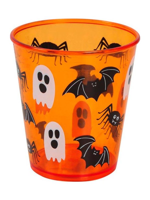 Oranje halloween drinkbeker 10 cm