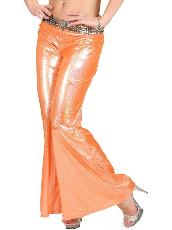 Oranje holografische disco broek