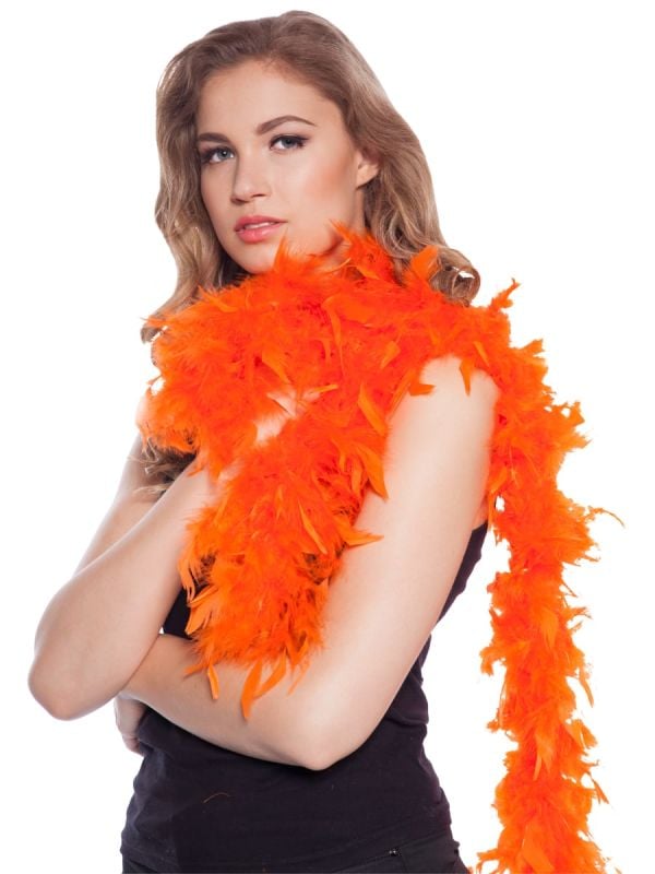 Oranje luxe veren boa 180cm