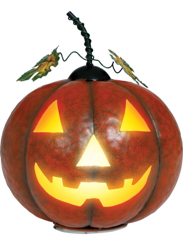 Oranje metalen pompoen met verlichting halloween main product photo