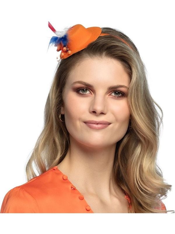 Oranje minihoedje tiara