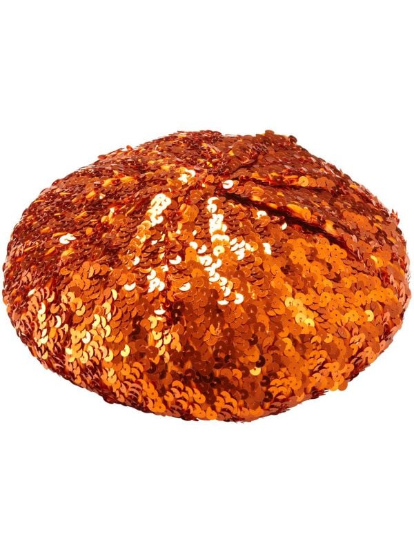 Oranje pailletten baret