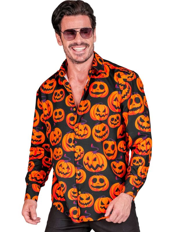 Oranje pompoen blouse halloween mannen