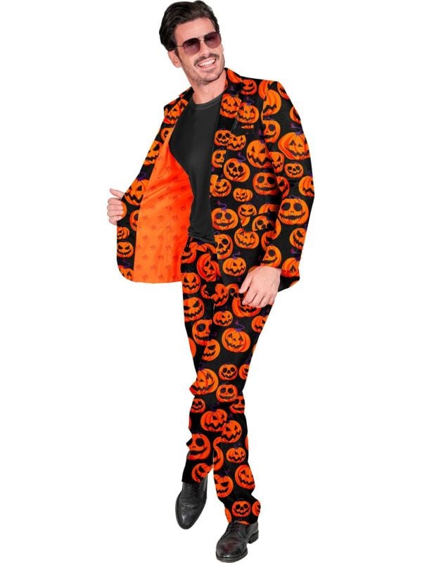 Oranje pompoen pak halloween mannen