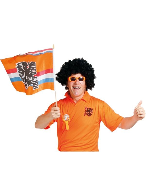 Oranje zwaaivlag met leeuw