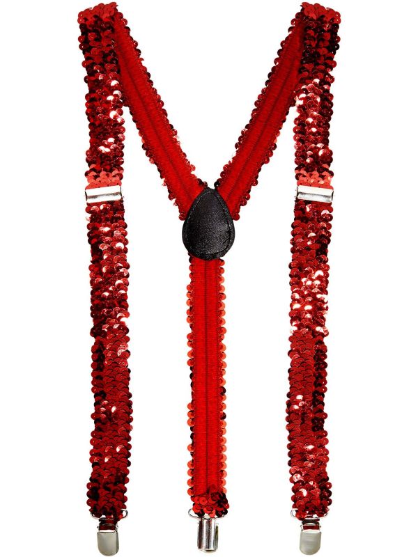 Pailletten bretels rood