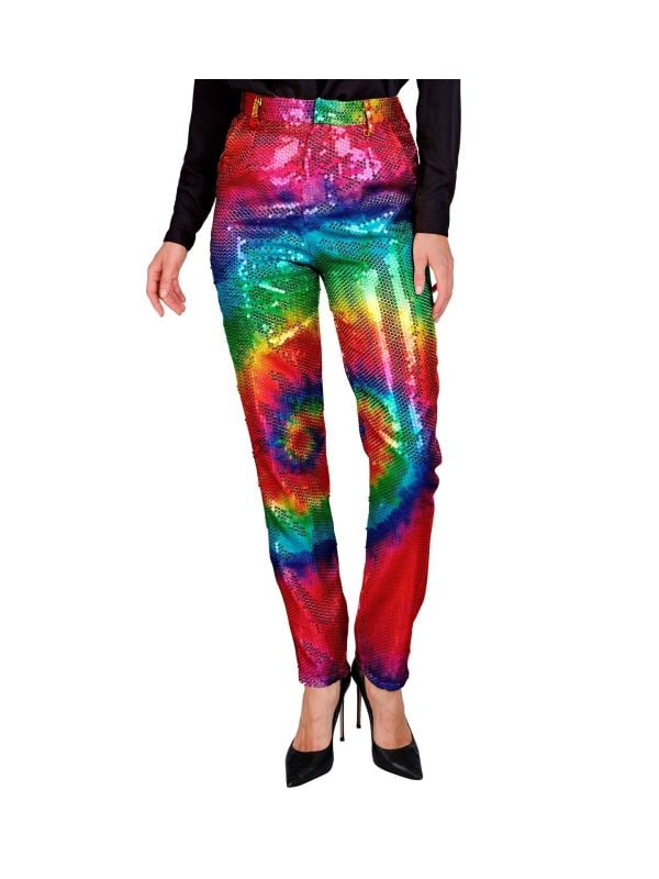 Pailletten broek tie dye vrouwen