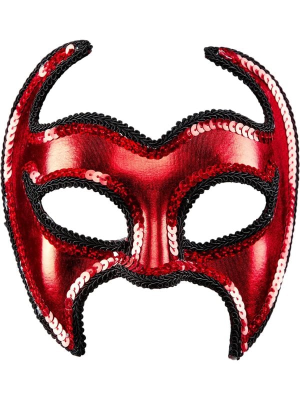 Pailletten duivel oogmasker rood