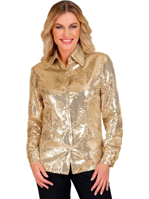 Pailletten gouden blouse dames