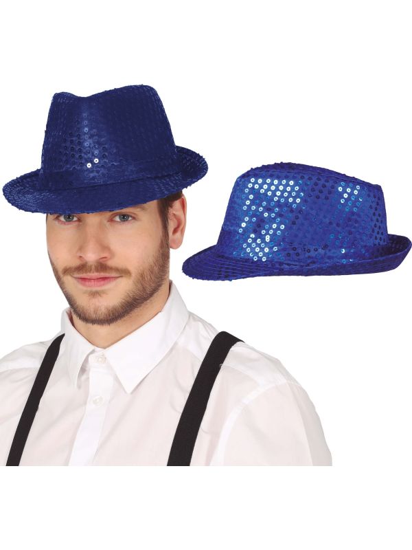 Pailletten hoed gangster blauw main product photo